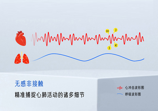 心冲击图波形与呼吸波形示意图